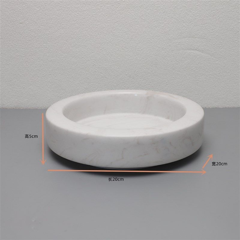 欧式轻奢创意简约收纳大理石果盘摆件办公室客厅茶几玄关家居饰品