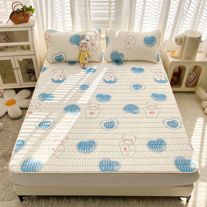 夏季乳胶凉席三件套冰丝席加厚床单公司礼品床垫子学生宿舍软席子