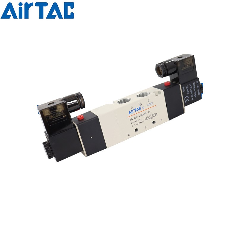 原装亚德客三位五通中泄型电磁阀 4V330E08-A/B/C/E/F-I-W DC24V