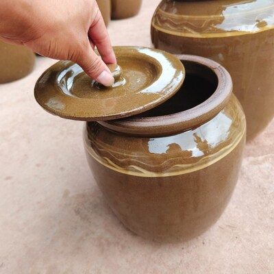 腌菜缸带盖陶瓷老式家用罐子米缸小酱缸酸菜缸大水缸瓦缸咸菜坛子