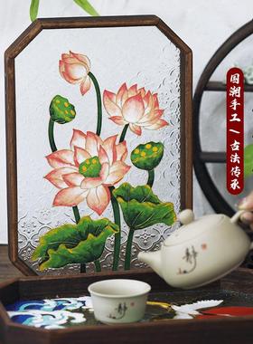 diy掐丝珐琅画古风茶盘教