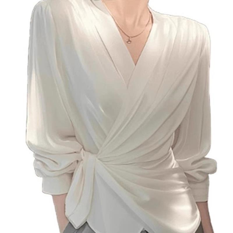 新品法式优雅高级感白色v