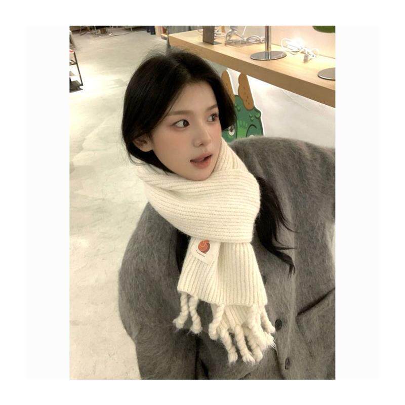 小麻花辫针织围巾纯色加厚羊毛混纺保暖可爱围脖时尚百搭手工