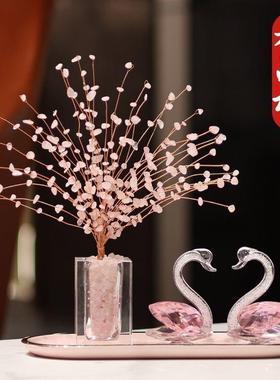 招桃花粉水晶树天鹅客厅玄