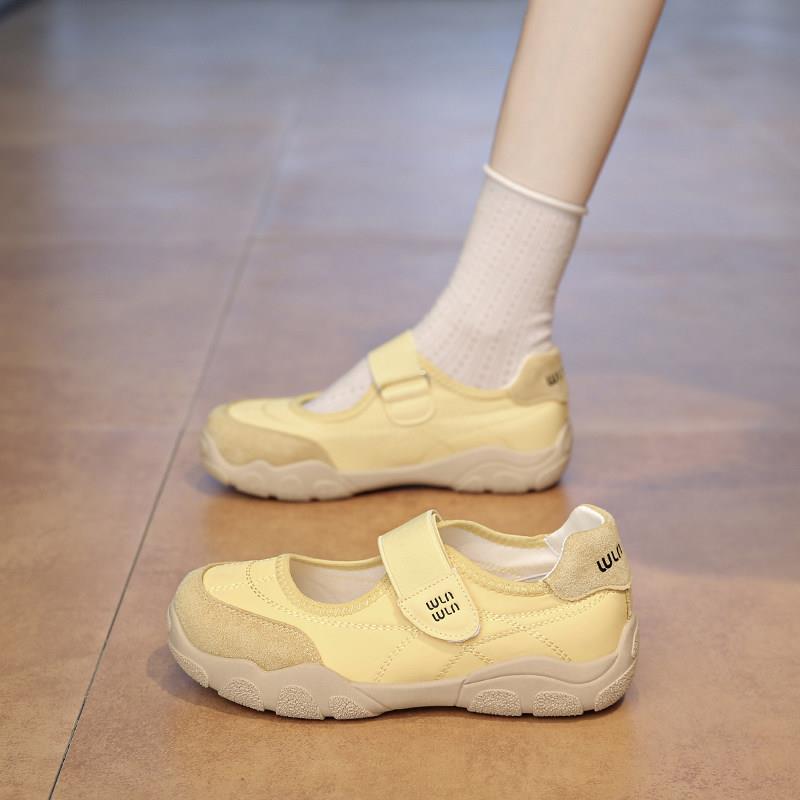 好货魔术贴德训鞋女2026新款夏季圆头玛丽珍单鞋厚底芭蕾风帆布鞋