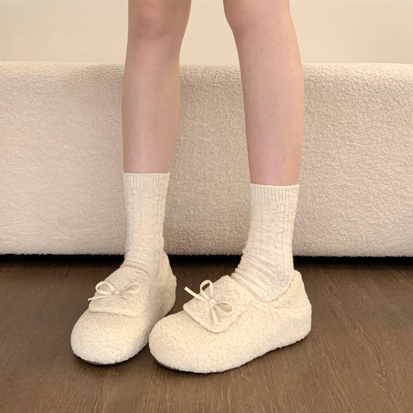 好货厚底内增高加绒白色勃肯鞋毛毛鞋女2026新款冬季德训鞋雪地靴