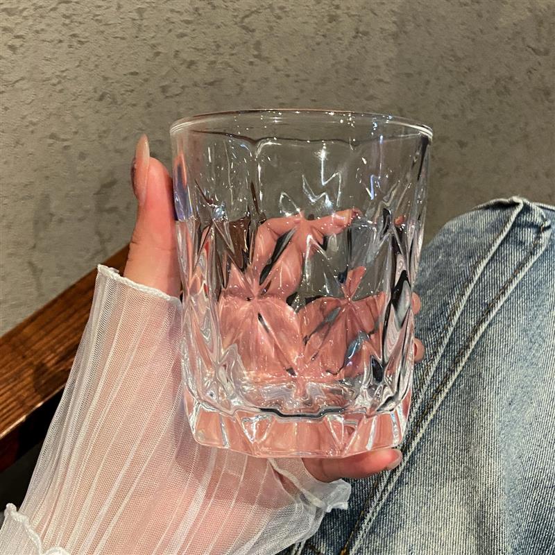 高颜值玻璃杯300ml钻纹杯