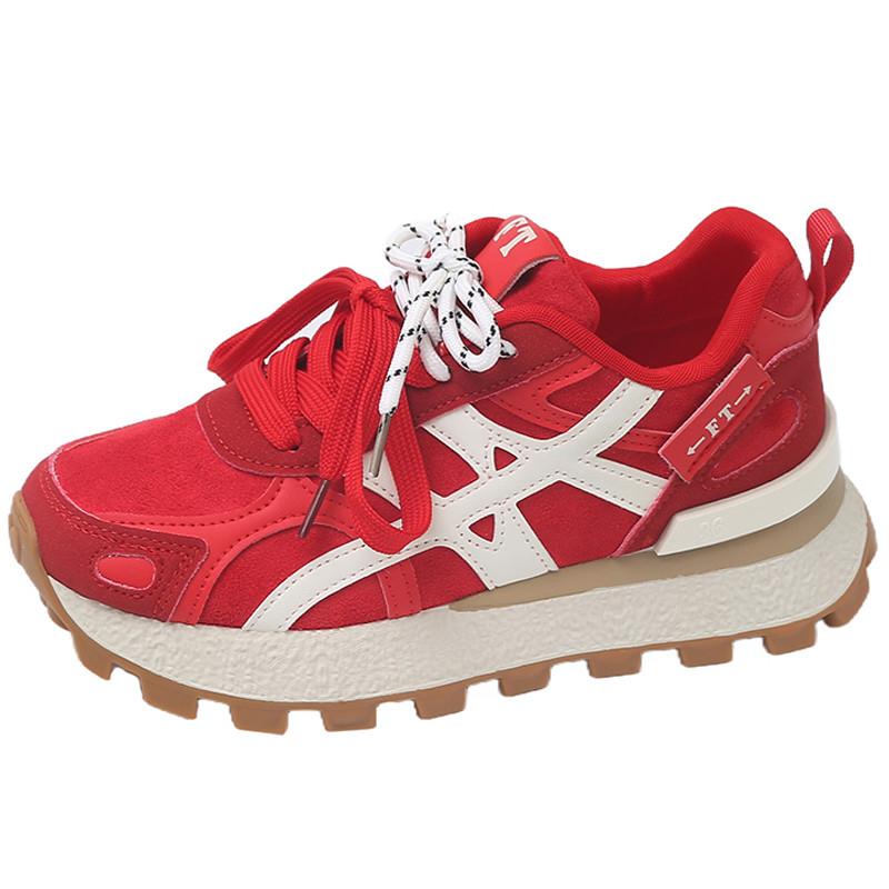 新品内增高红色阿甘鞋女20