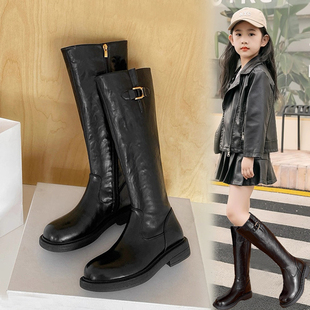 女童高筒靴2025秋冬加绒儿童长靴二棉中大童百搭防滑保暖女童靴子