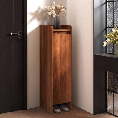 胡桃色小型鞋柜楼道入户超窄单门小尺寸鞋架家用玄关柜大容量收纳