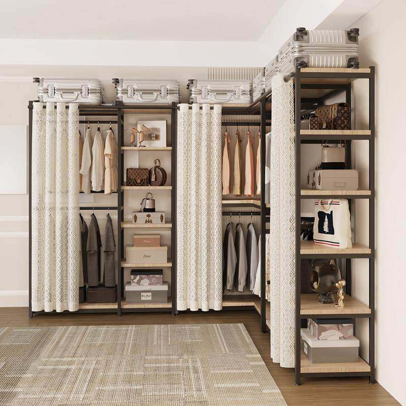 转角衣柜家用卧室布衣柜步入式衣帽间钢架结构挂衣架简易组装衣橱
