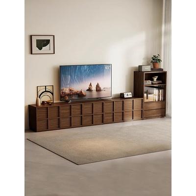 中世纪风格电视柜客厅家居模块化覆古实木卡门柜组合桶柜落地电视