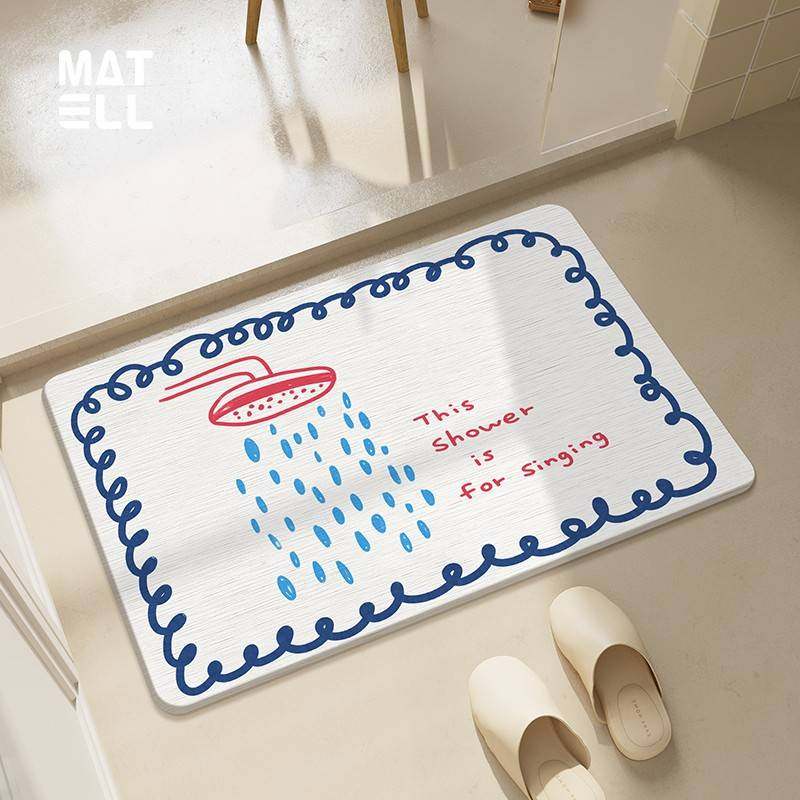 MATELL ins浴室脚垫硬硅藻泥吸水防滑垫子浴室厕所卫生间门口地垫