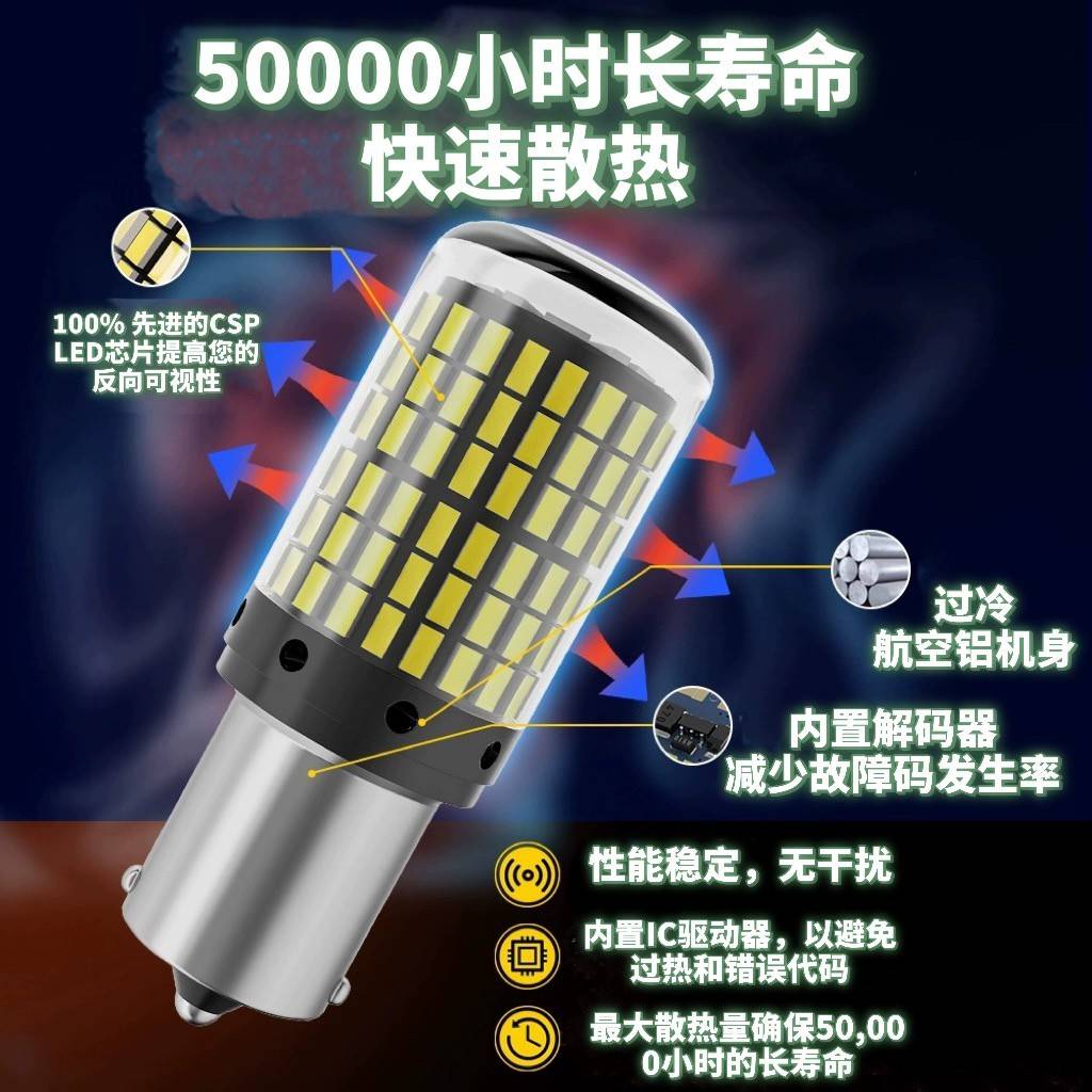刹车灯转向灯超高亮汽车led刹车灯泡改装后雾灯车尾灯透镜带解码