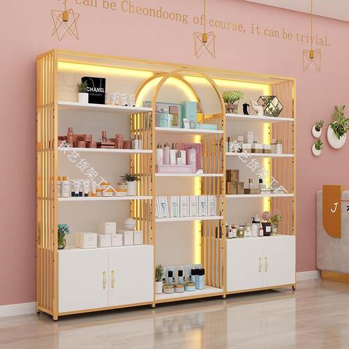 展示架美甲展示柜产品网红货架美容院置物架柜子展柜多层落地弧形