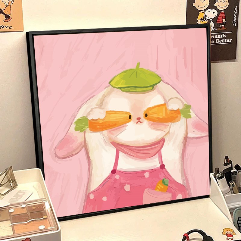 可爱小猫数字油画diy填充色手工丙烯涂色卡通动物成人装饰画图片