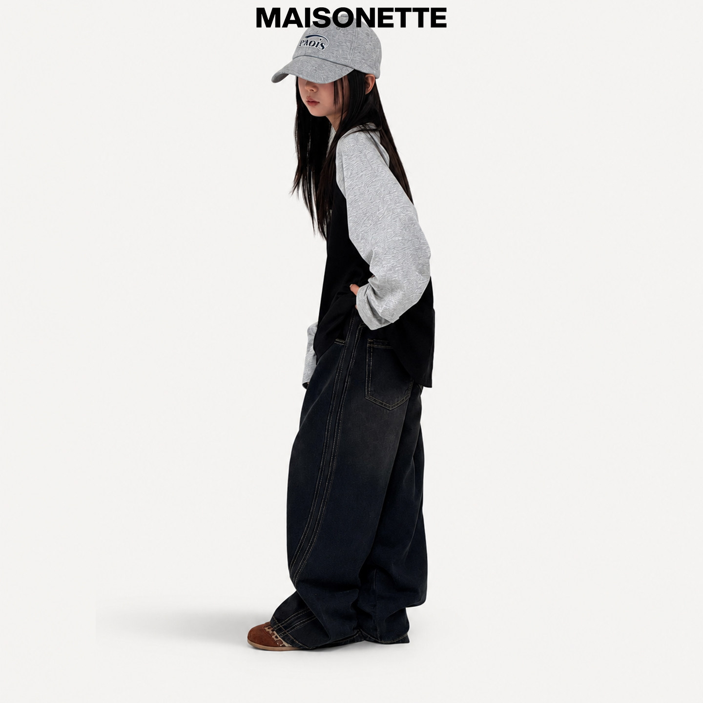 MAISONETTE童装 复古做旧长裤秋季儿童男女童宽松牛仔裤
