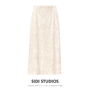 丝绒半身裙2025秋冬新款女装包臀半裙高腰金钻绒琥珀流光直筒长裙