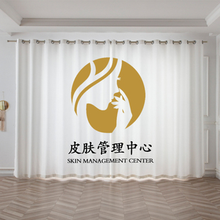 透光不透人隔断装 美容院美妆店轻奢网红款 饰背景窗帘窗纱来图定制