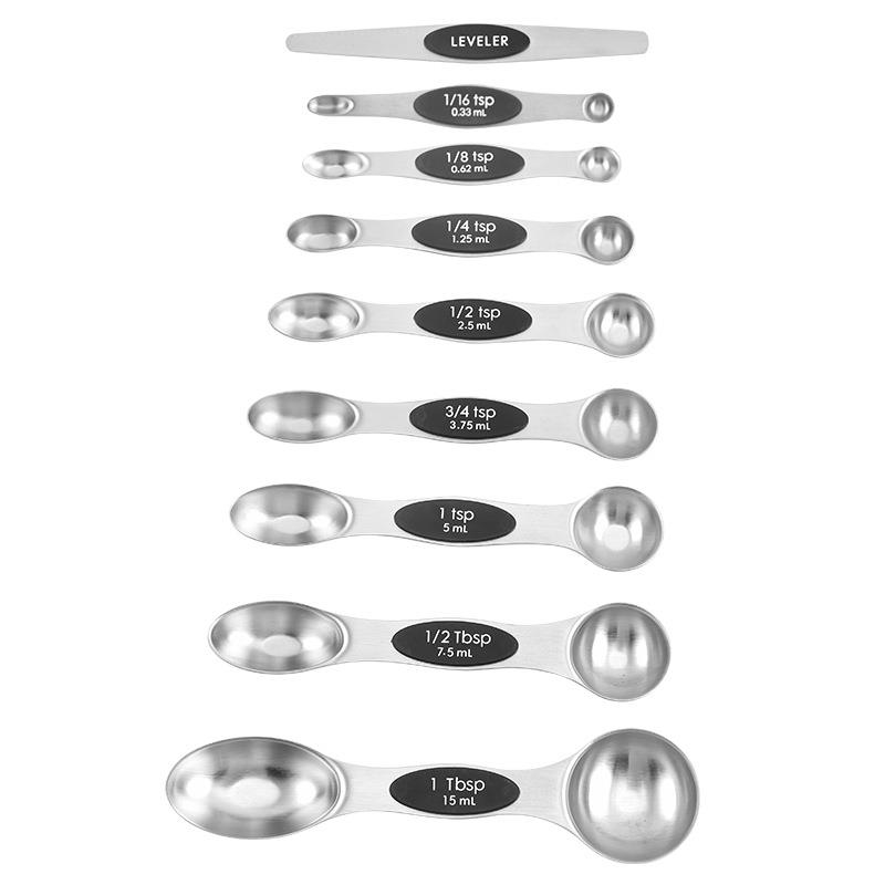 现货 6 7 8 9件套双头量勺调味勺烘焙刻度计 双头量匙磁吸收纳定