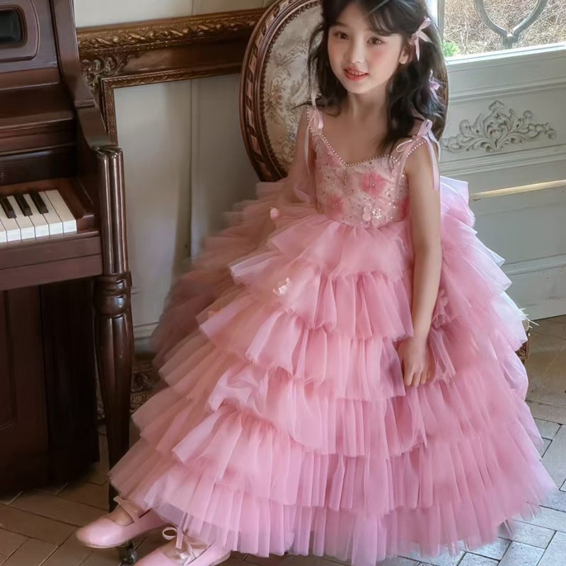 女童连衣裙夏装2025新款儿童公主裙礼服吊带裙洋气小女孩生日裙子