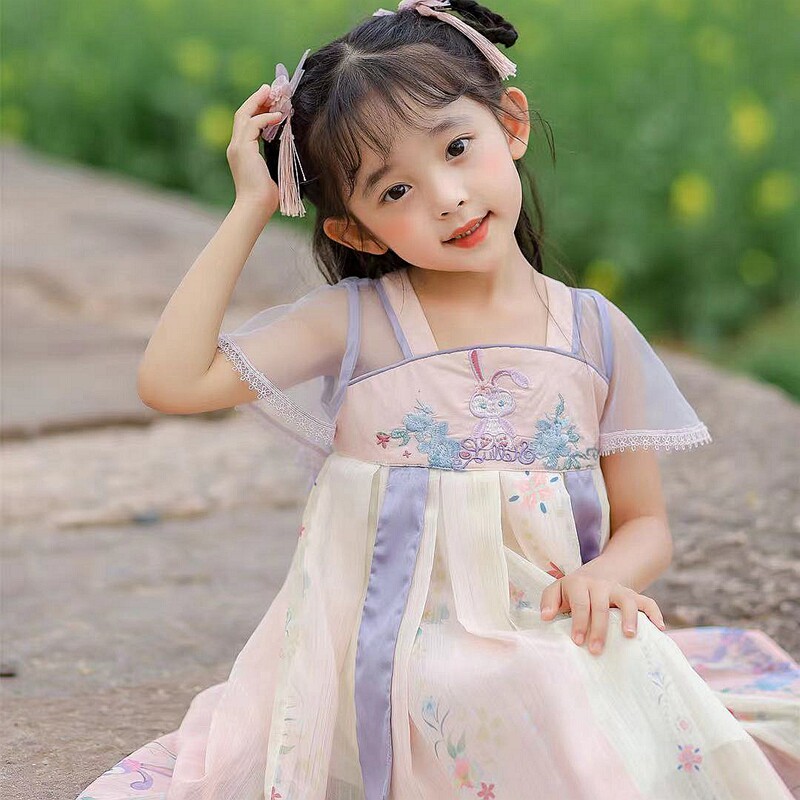 女童汉服裙儿童公主连衣裙子夏装唐装中国风古装襦裙洋气宝宝礼服