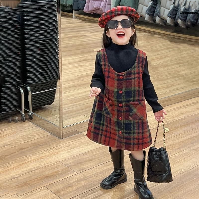 儿童女童裙子套装秋冬背心连衣裙2024新款冬季加绒高级感洋气厂家
