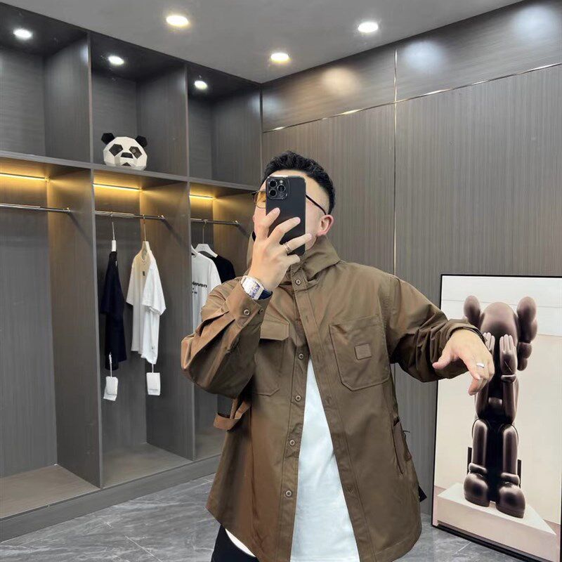 男士连帽风衣工装外套夹克时尚多兜半长款宽松秋季冲锋衣机能风潮