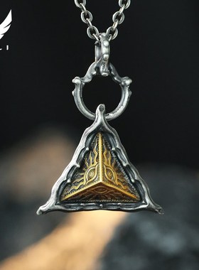 荷鲁斯之眼项链男款潮流男生男士纯银男装饰小众独特装饰吊坠