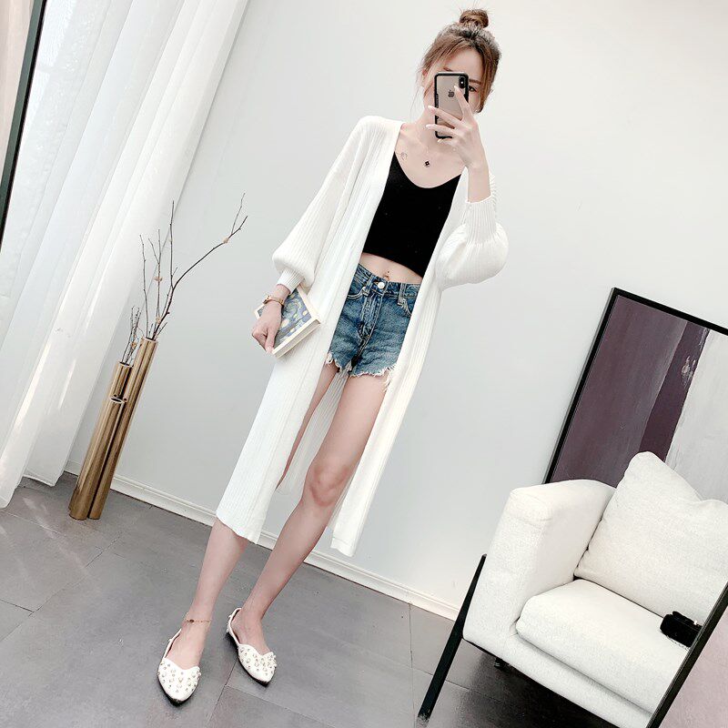 小个子冰丝中长款外套女针织衫披肩连衣裙外搭开衫夏季空调防晒衣