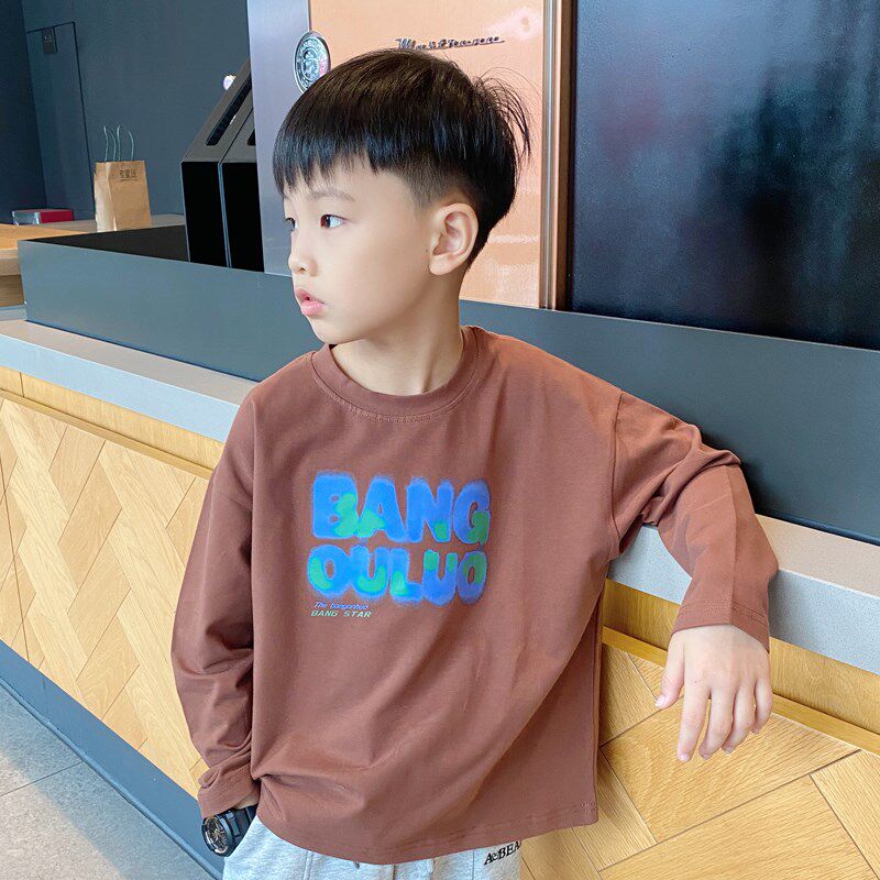 儿童秋季宽松长袖t恤童装男童纯棉2025新款春秋韩版潮男孩打底衫