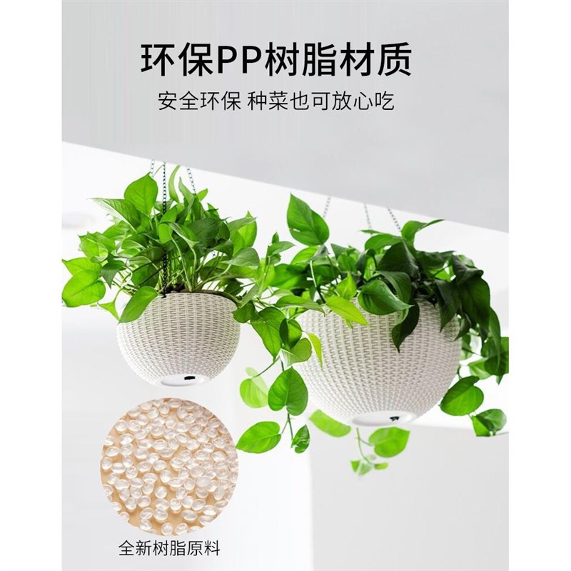 吊篮花盆悬挂式绿萝垂吊壁挂懒人自吸水绿箩养花挂钩吊兰花盆吊盆