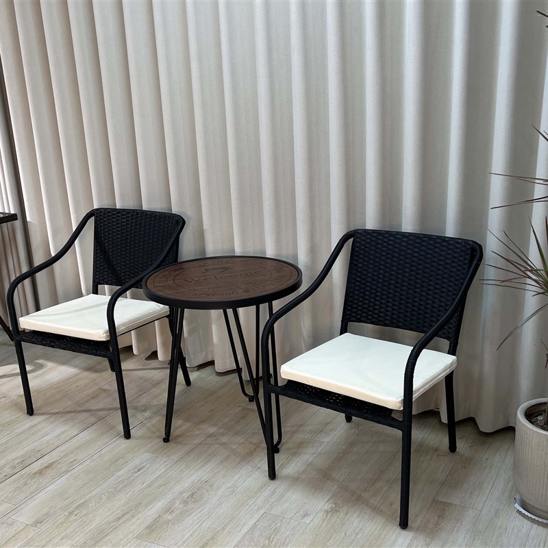 室外桌椅三件套简约藤编椅子靠背椅户外庭院餐椅组合防雨防晒露台