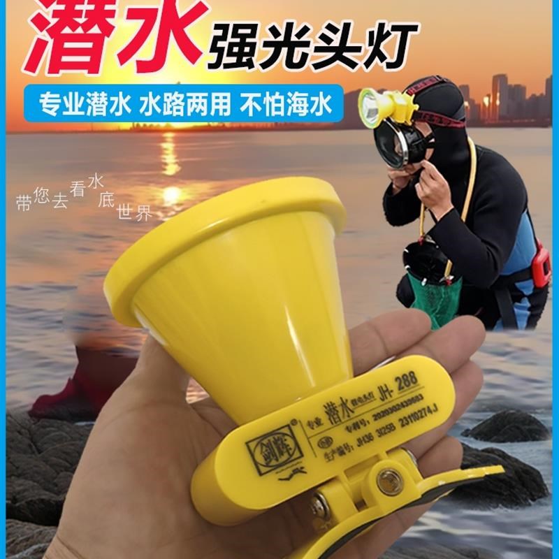 专业防水潜水强光头灯电筒充电水底灯超亮远射户外赶海露营长续航