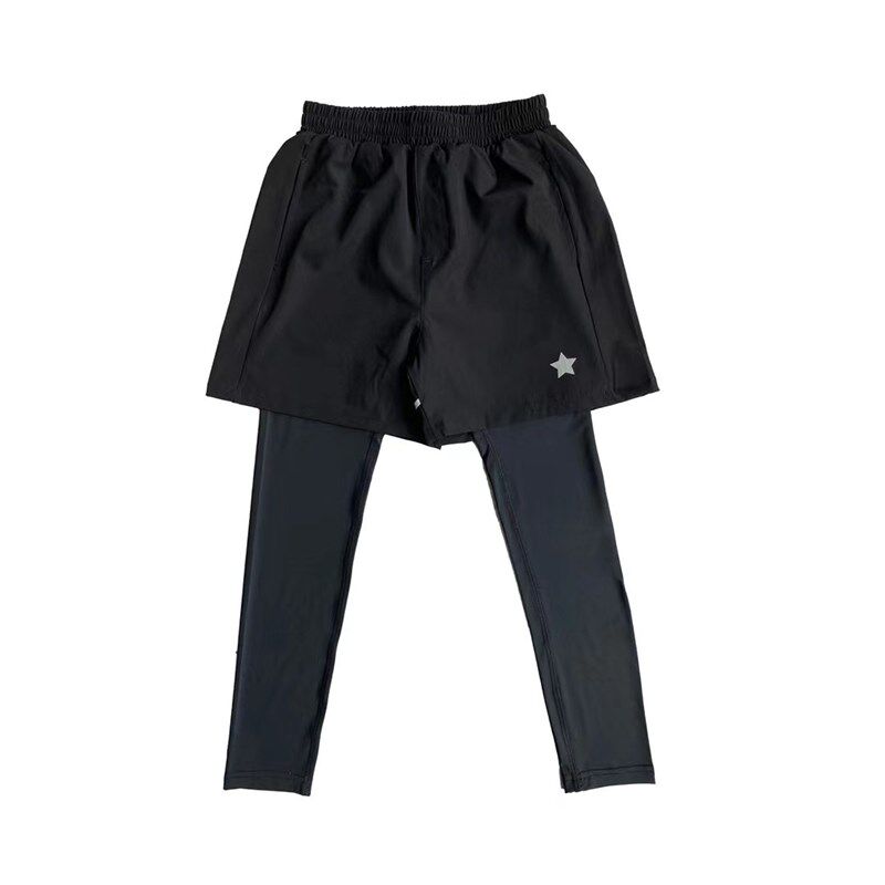 男女童假两件裤子夏运动裤儿童速干裤骑行裤瑜伽长裤吸汗训练长裤