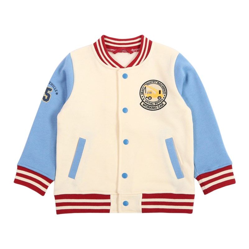 日系千趣家儿童春秋季纯棉棒球服男童卡通圆领立领外套消防车上衣