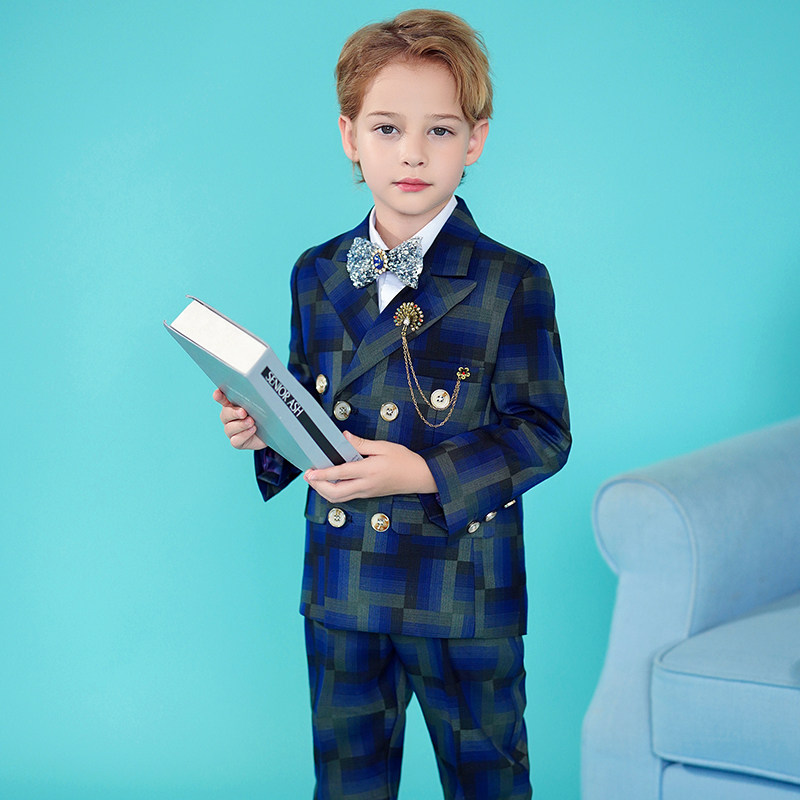 儿童西服套装新款英伦风时尚花童男童生日礼服主持人钢琴演出西装