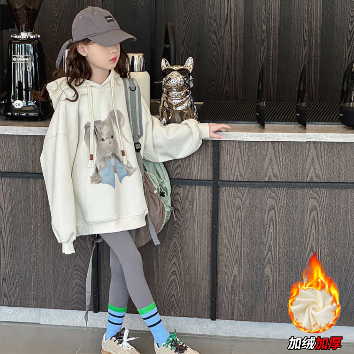 女童秋装卫衣2024新款儿童女孩秋冬季加绒加厚连帽卡通上衣洋气潮