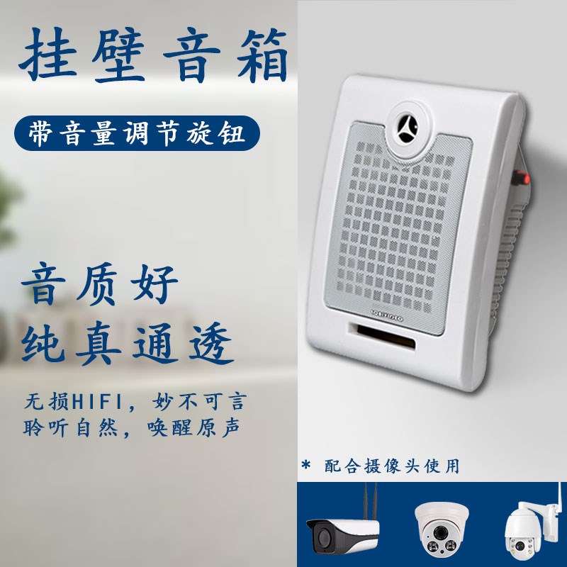 监控外接喇叭摄像头对接扬声器内置功放拾音有源对讲喊话挂壁音箱