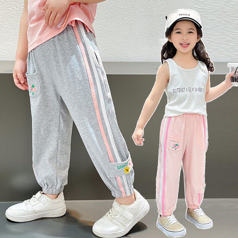 女童夏季裤子薄款儿童运动裤夏天纯棉休闲裤夏装长裤女孩防蚊裤