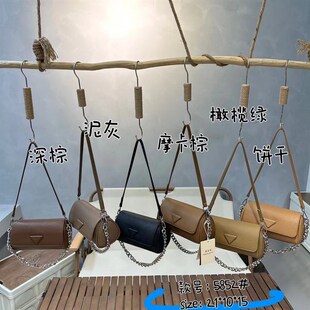 美拉德系链条小包包女新款韩版时尚圆筒包潮款质感单肩斜挎枕头包