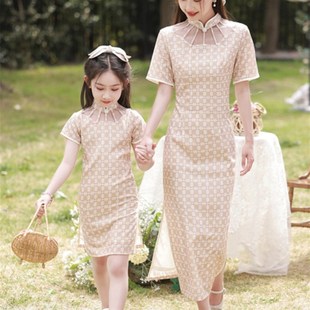 女童2024新款夏季长款亲子装旗袍民族风改良时尚中式母女装连衣裙