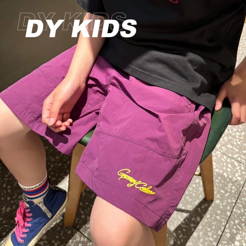 25夏季男童沙滩裤炫酷紫色速干轻薄短裤纯色速干裤小众宽松百搭帅
