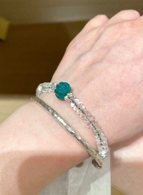 新中式白水晶隔片珠手链2025新款瓜瓜来财蛇年气质百搭手链小众