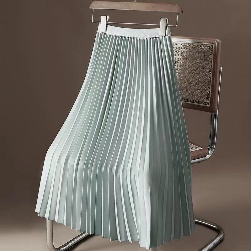 垂坠感百褶裙半身裙女夏季2025新款高级感松紧腰中长版褶皱a字裙