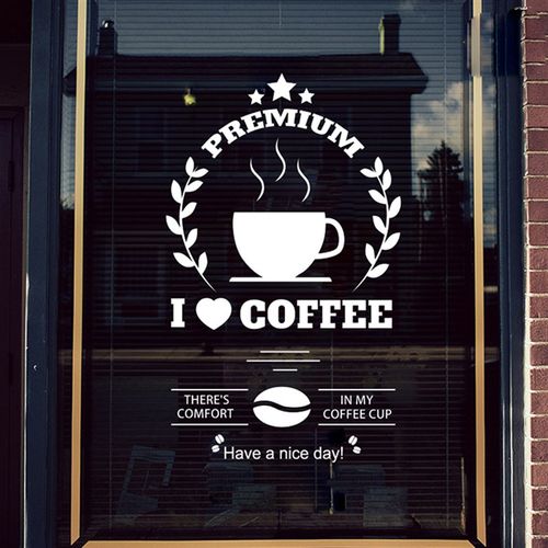 简约个性欧式咖啡馆西餐厅店铺定制营业时间玻璃门橱窗装饰贴纸画
