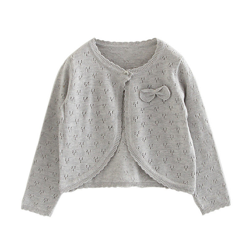 女童长袖薄款针织开衫宝宝空调衫婴幼儿夏季薄外套毛衣短款小披肩