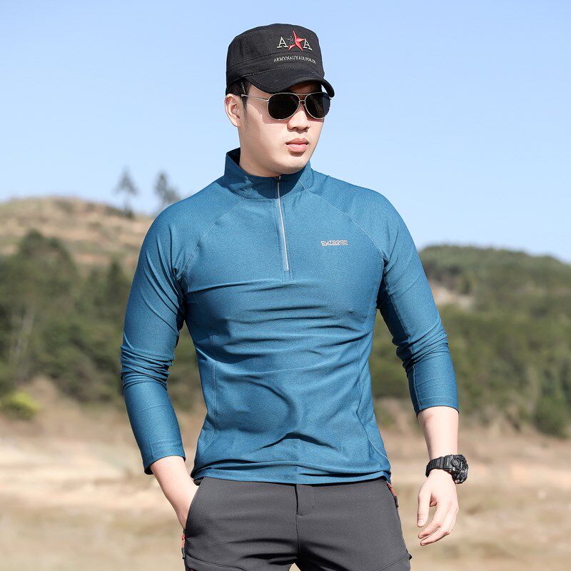 户外防晒速干衣男长袖T恤弹力吸汗透气徒步登山运动快干衣薄款夏