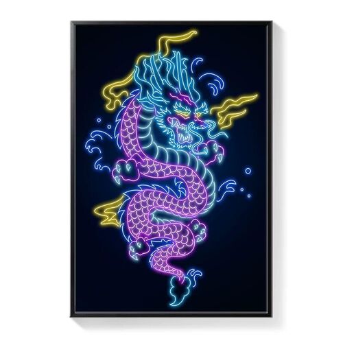 数字油画龙年龙凤呈祥客厅装饰画