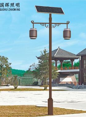 太阳能庭院灯户外欧式防水led路灯双臂3米4米景观太阳能高杆灯新